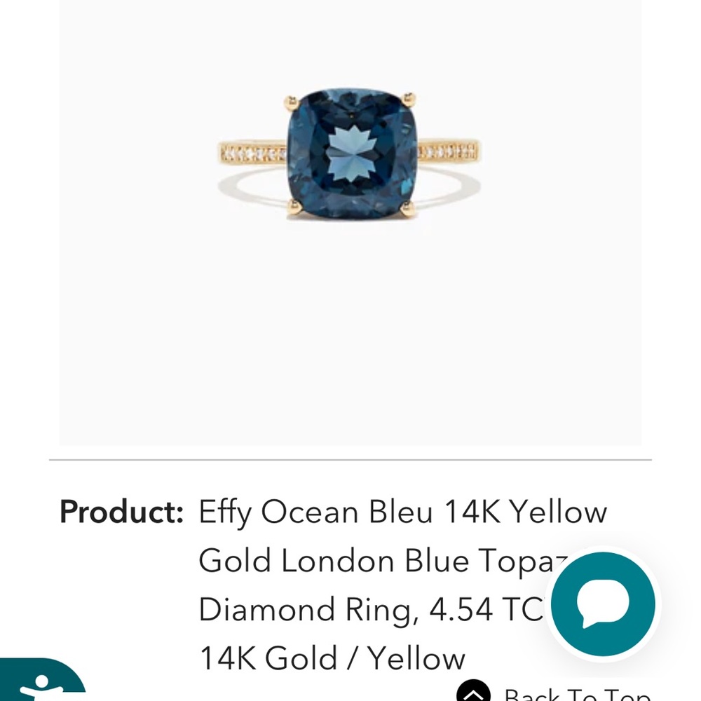 Effy blue topaz and diamond ring 14k golf